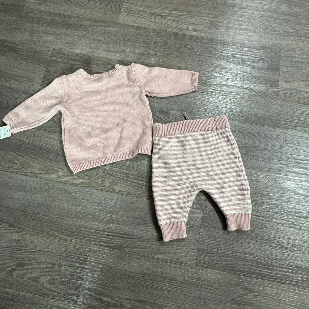 Carters Just One You Baby Girls 2pc Knit Sweater Set Pink Kisses 3M 1U281010
